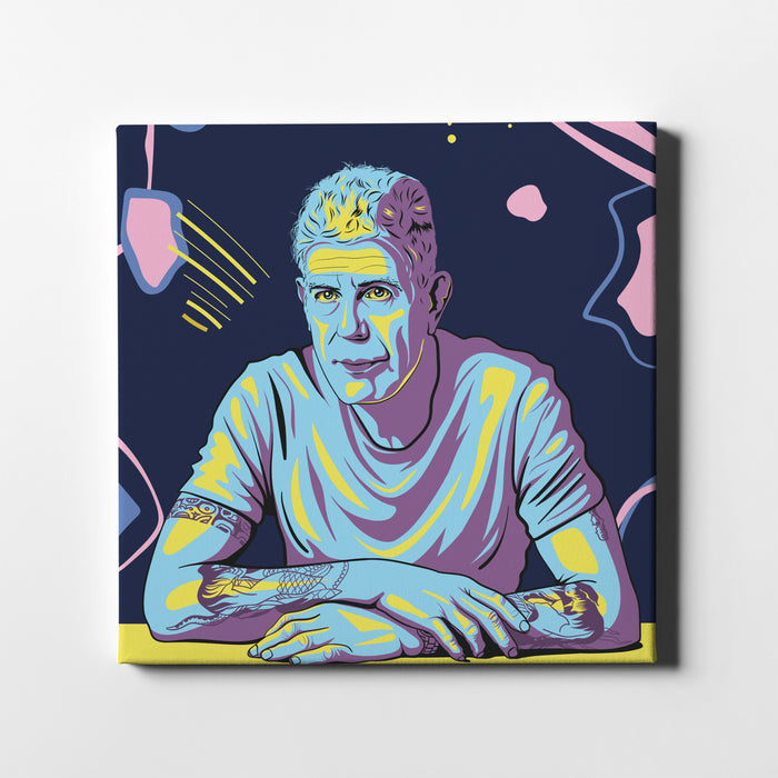 Modern pop art poster of Anthony Bourdain.