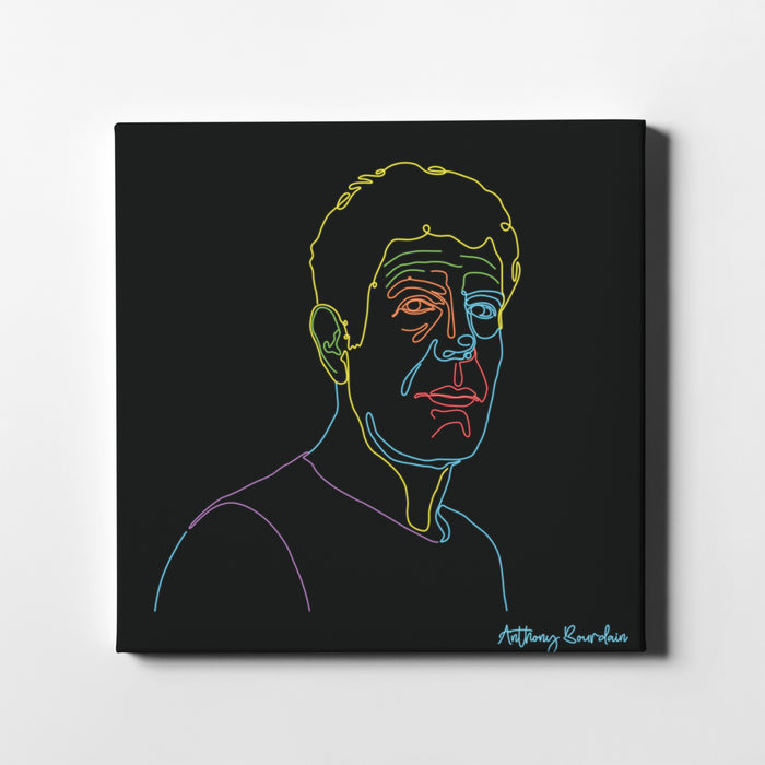 Anthony Bourdain - Neon Line Canvas Art