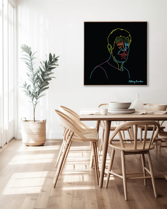 Anthony Bourdain - Neon Line Canvas Art