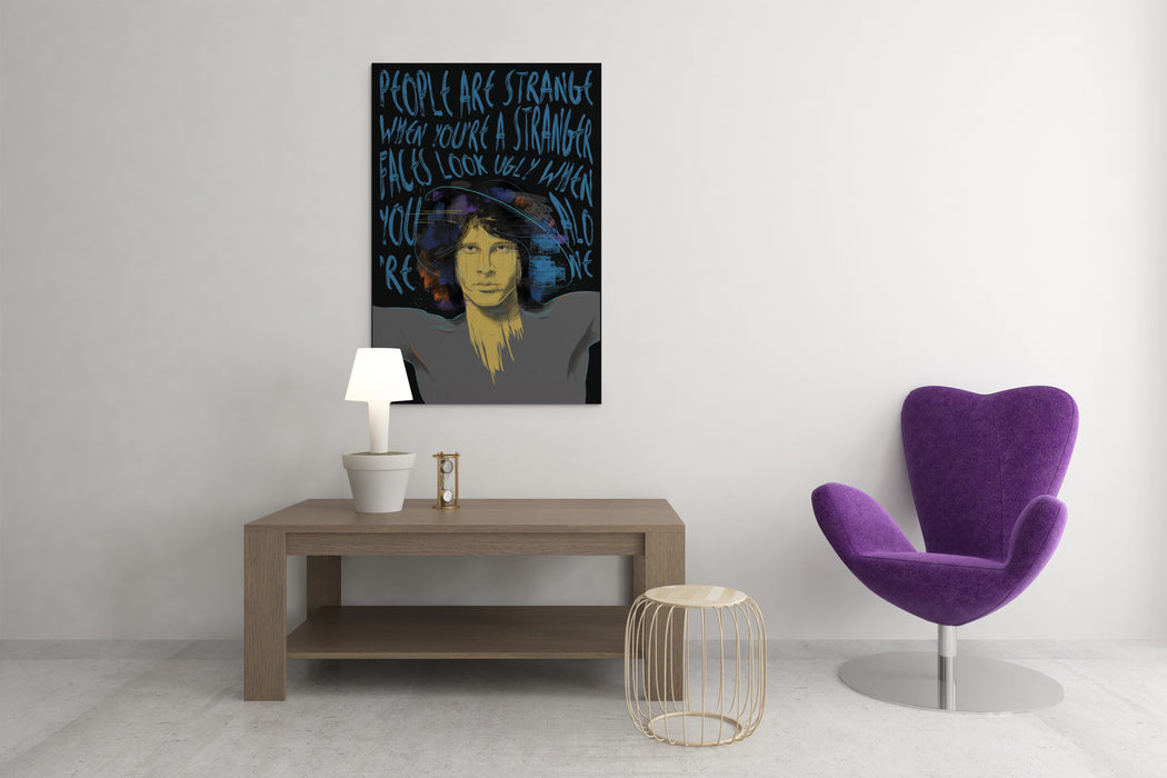 Jim Morrison Portrait - Street Art Blue