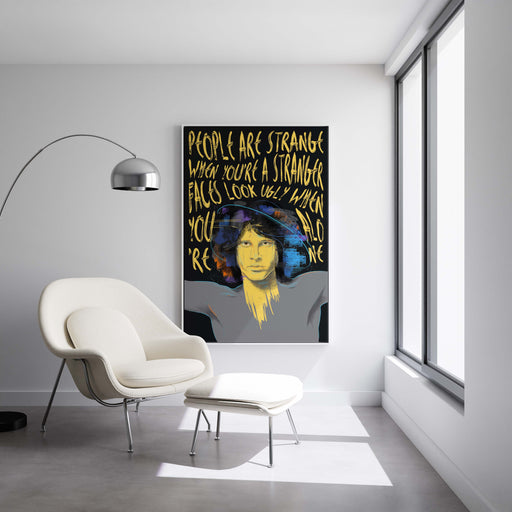 Modern pop art poster of Jim Morrison. street yellow art.