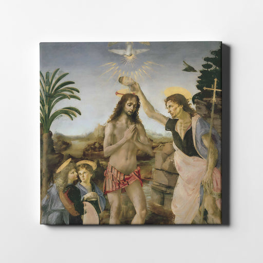 Modern art poster of Leonardo da Vinci's The Baptism of Christ.