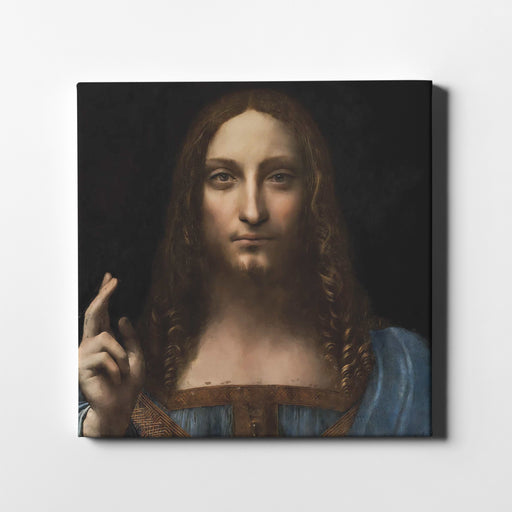 Modern art poster of Leonardo da Vinci's Salvator Mundi.