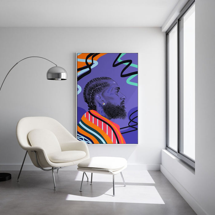 Modern pop art poster of Nipsey Hussle.