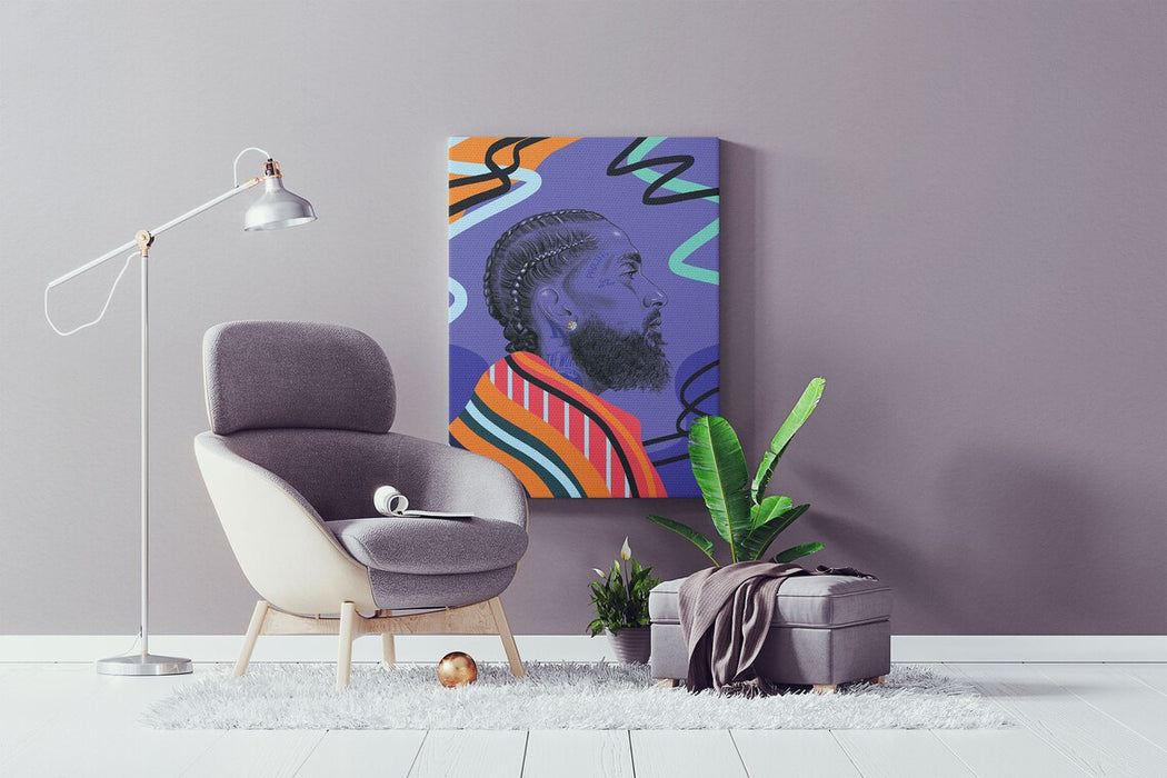 Nipsey Hussle - Colorful Portrait - Canvas Print