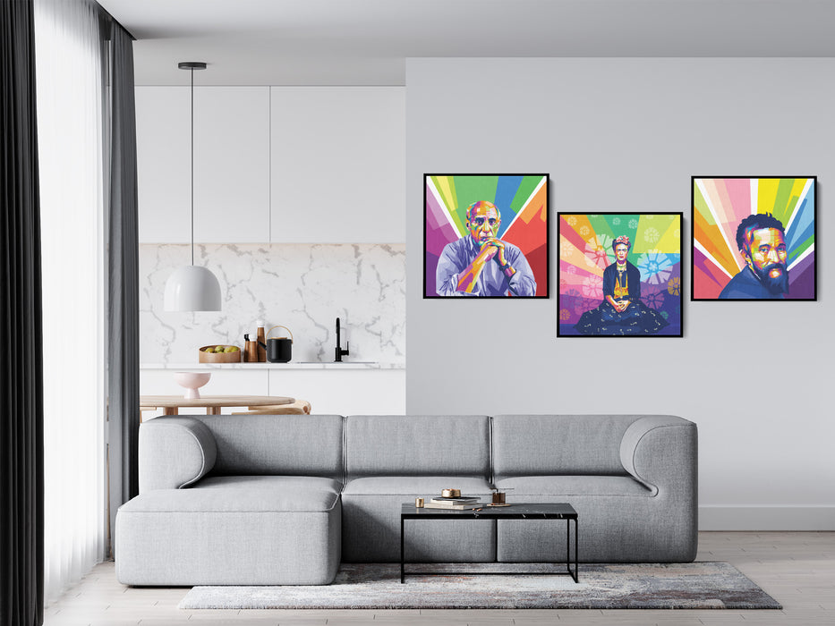 Famous Painters Set -  Pablo Picasso, Frida Kahlo, Michelangelo - 3-Pieces Canvas Print for Gallery Wall