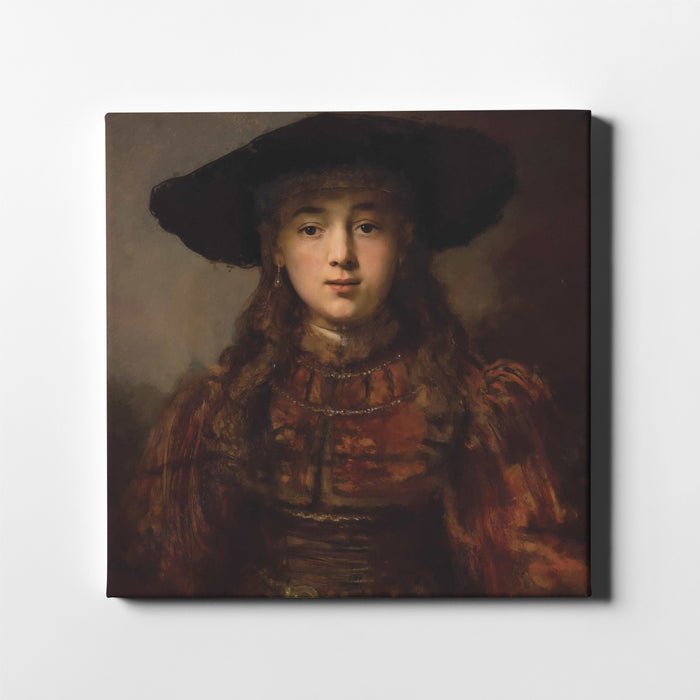 Rembrandt - The Girl in a Picture Frame - Canvas Art Print