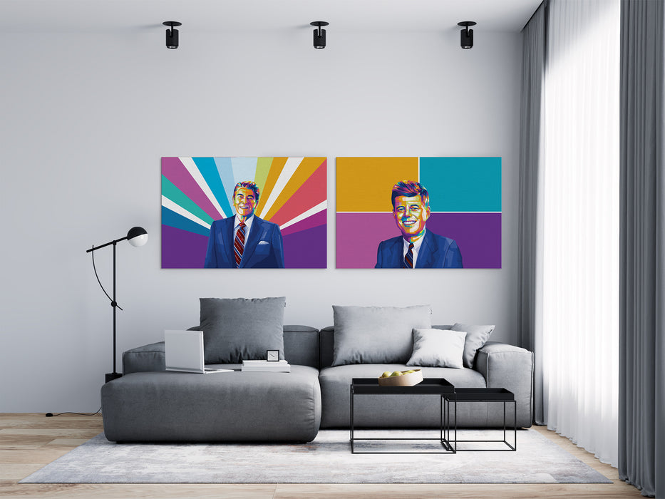 US Presidents  Set - John F. Kennedy and Ronald Reagan - 2-Piece Canvas Print for Gallery Wall