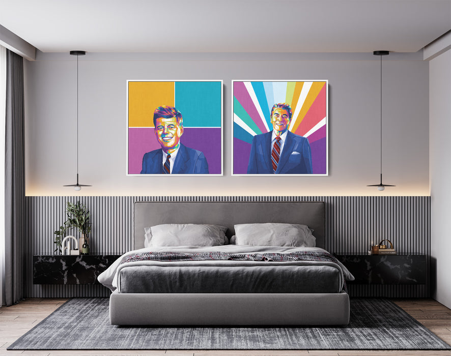 US Presidents  Set - John F. Kennedy and Ronald Reagan - 2-Piece Canvas Print for Gallery Wall