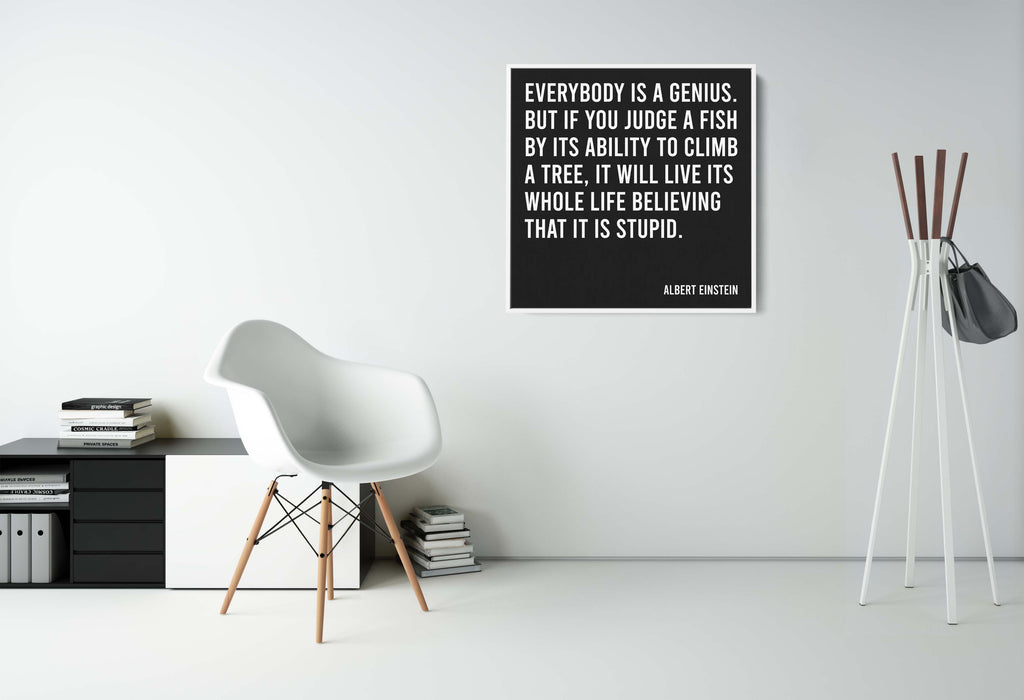 Minimalist Poster of Albert Einstein Quote about being Genius