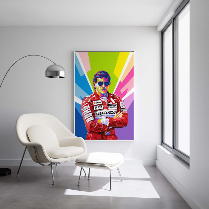 Modern pop art poster of Ayrton Senna.