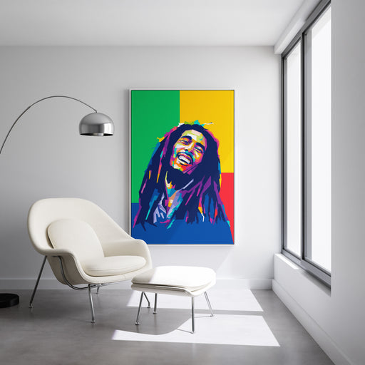 Modern pop art poster of Bob Marley.