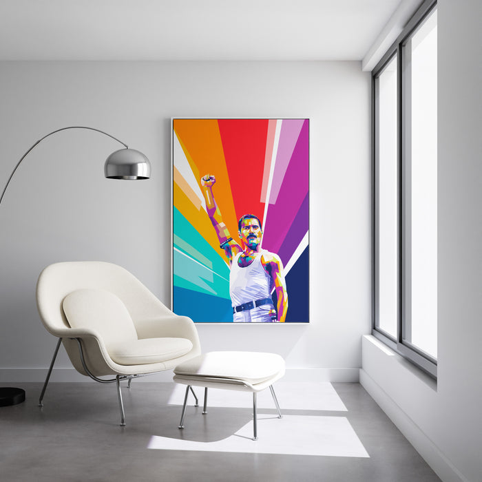 Modern pop art poster of Freddie Mercury.