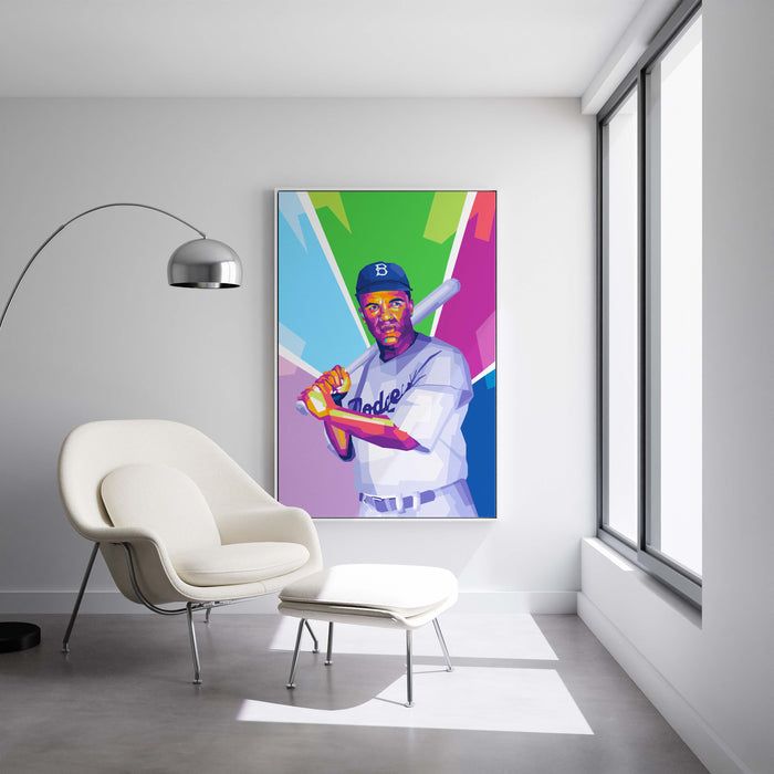 Modern pop art poster of Jackie Robinson.