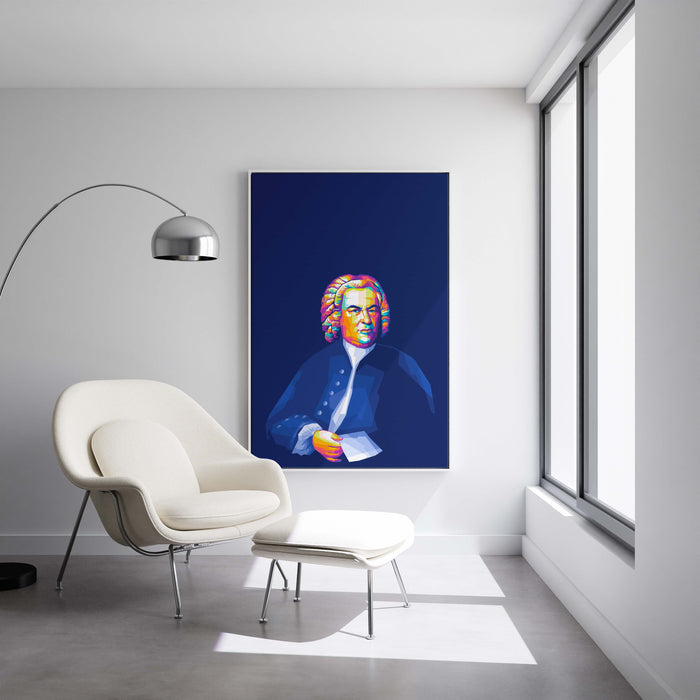 Modern pop art poster of Johann Sebastian Bach.