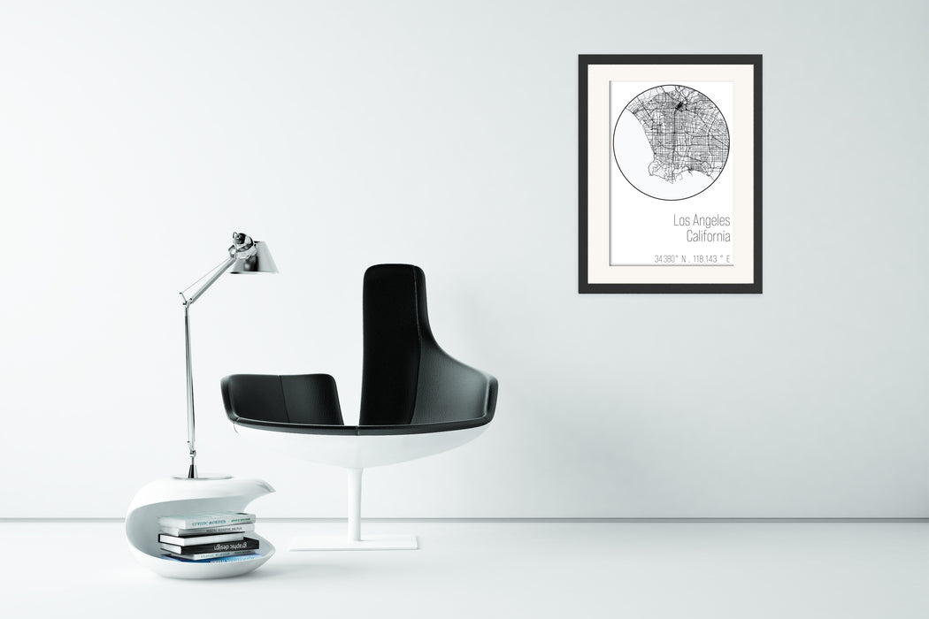 Los Angeles Minimalist Black & White Map Poster