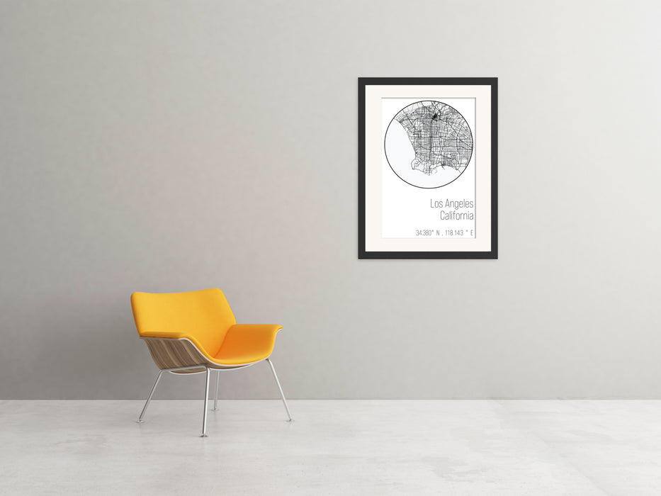 Los Angeles Minimalist Black & White Map Poster