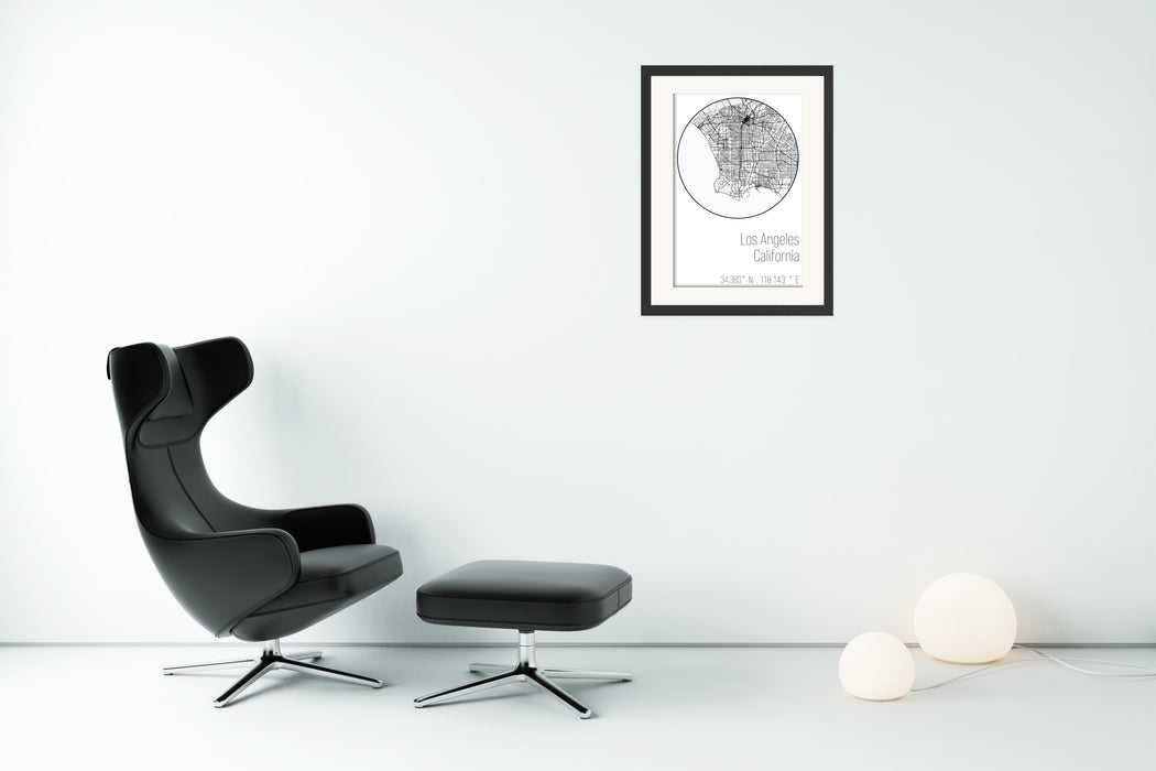 Los Angeles Minimalist Black & White Map Poster