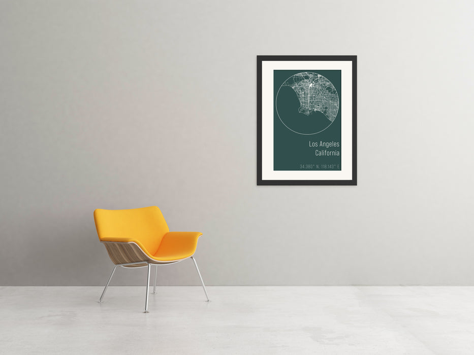 Los Angeles Minimalist Green Map Poster