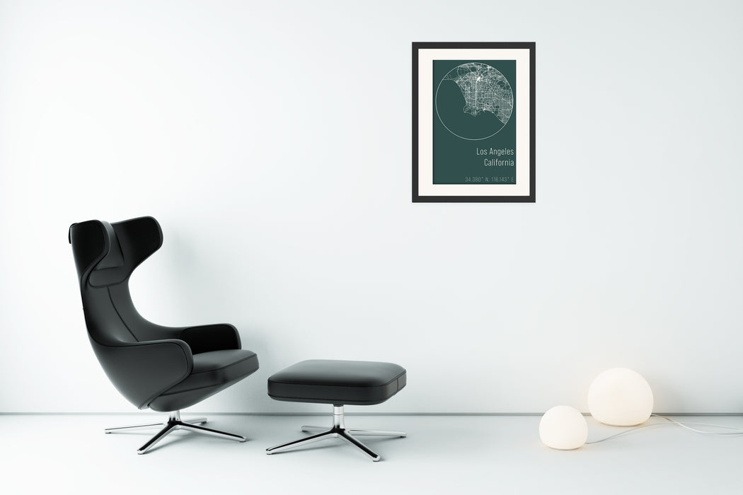 Los Angeles Minimalist Green Map Poster