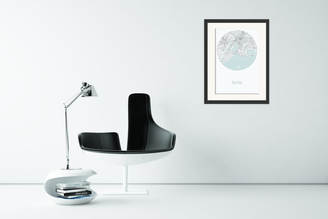 New York Minimalist Map Poster - Canvas Art