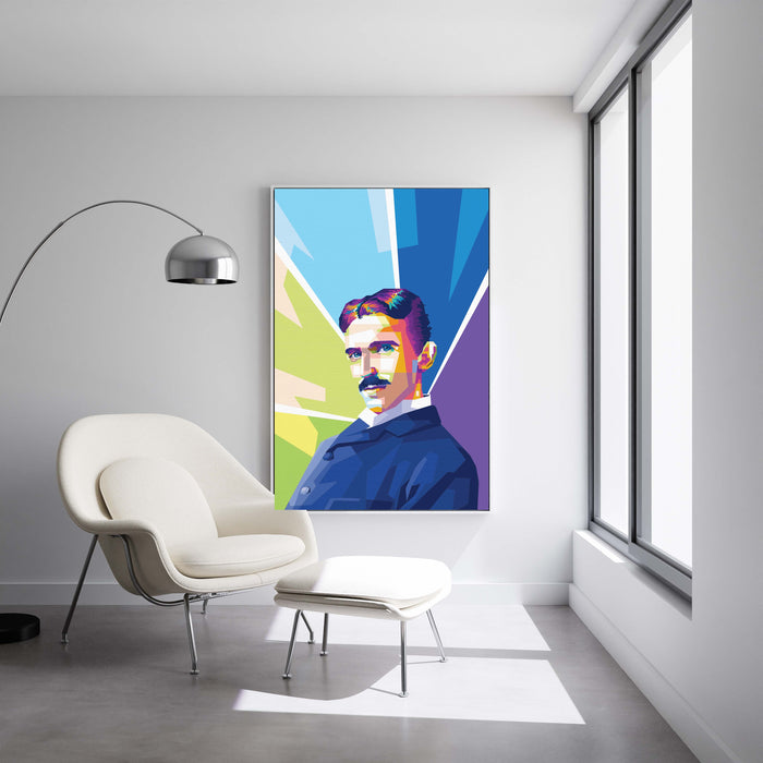 Modern pop art poster of Nikola Tesla.