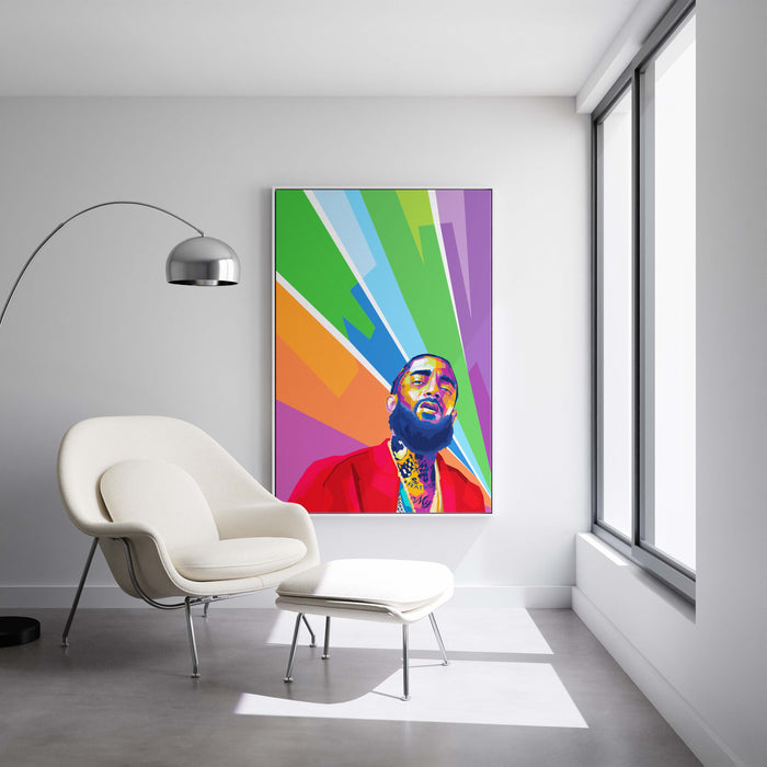 Modern Pop Art Poster of Nipsey Hussle Portrait.