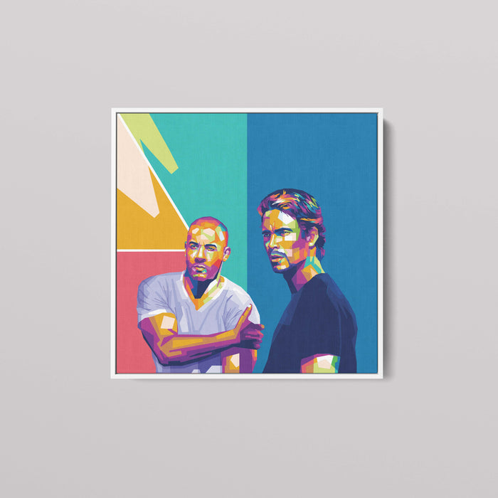 Modern Pop Art Poster of Paul Walker and Vin Diesel.