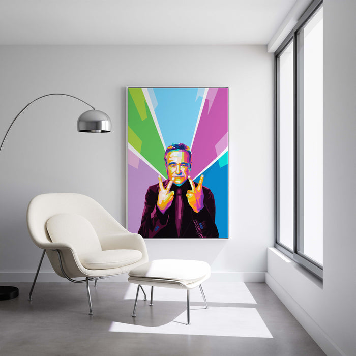 Modern pop art poster of Robin Williams.