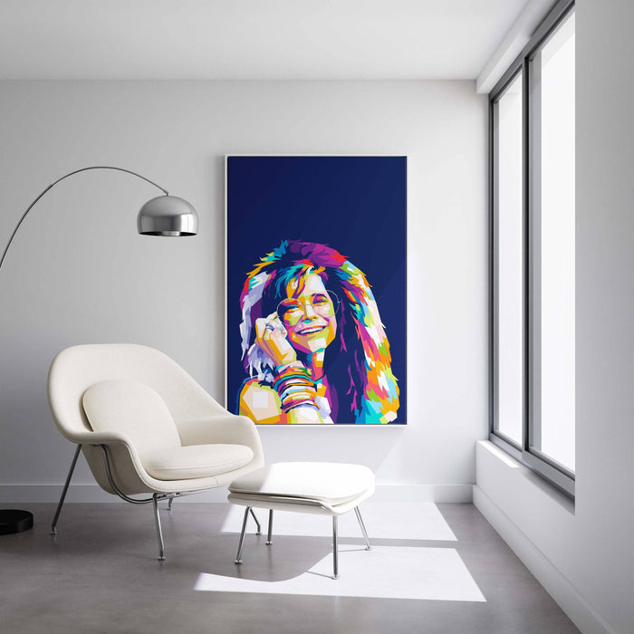 Modern pop art poster of Janis Joplin.