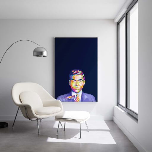 Modern pop art poster of Lucky Luciano mugshot.