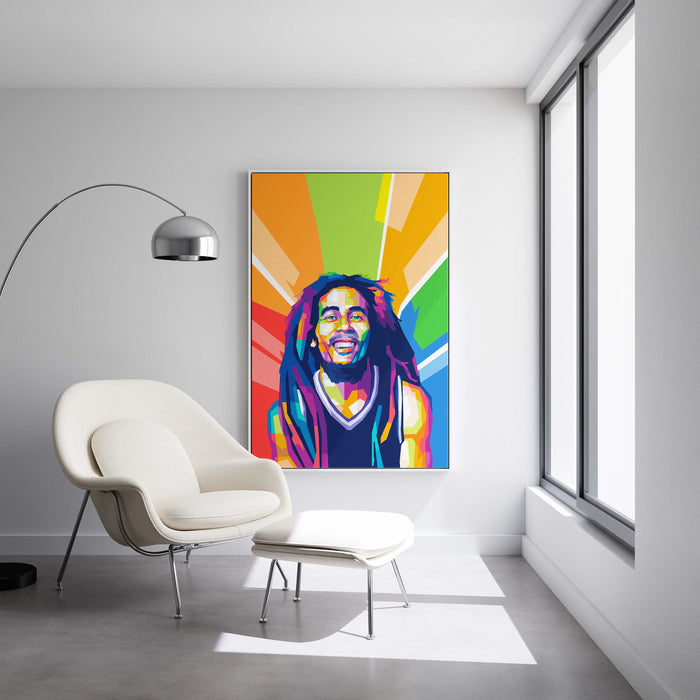 Modern pop art poster of Bob Marley.